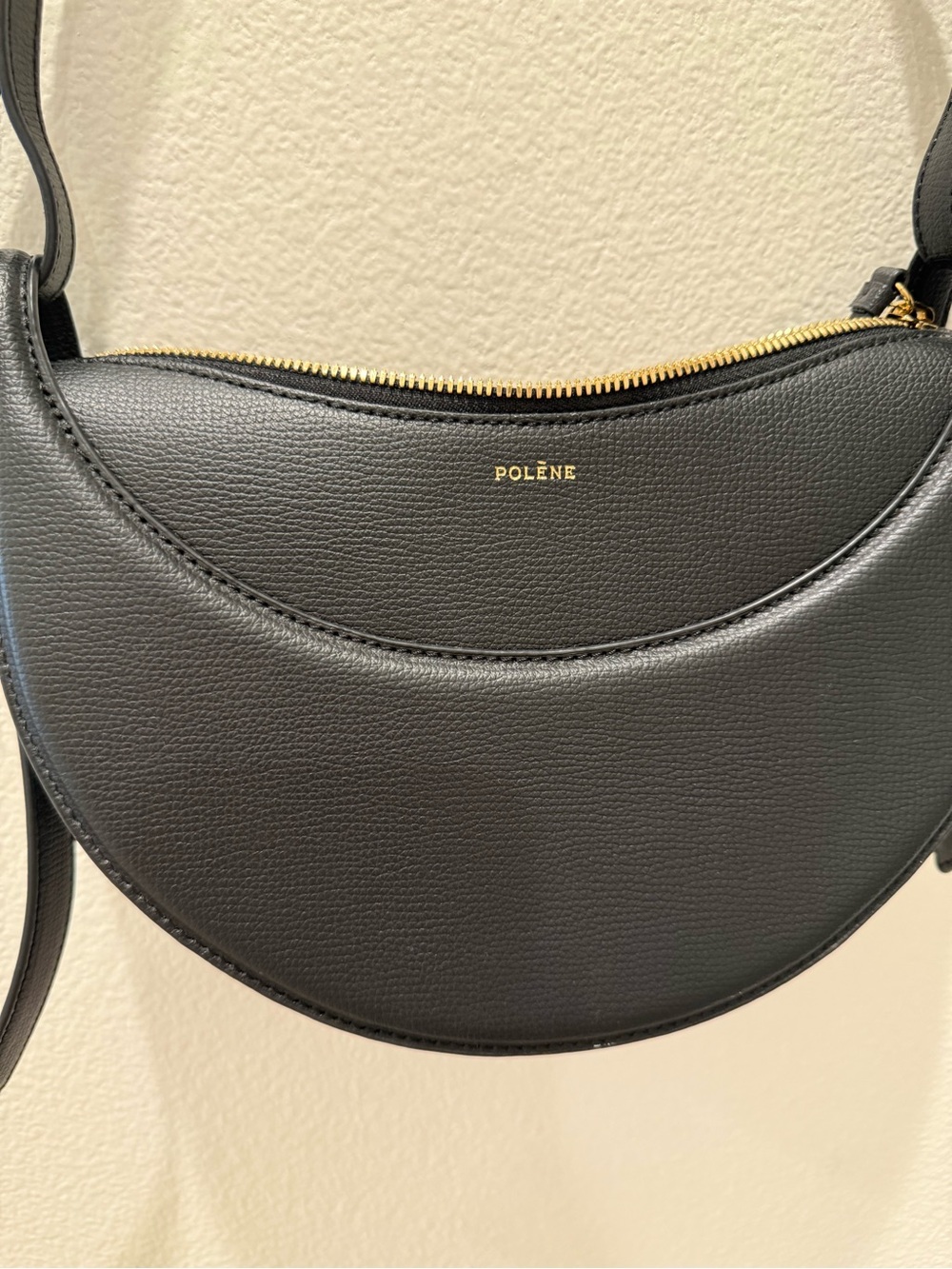Polène Black Crescent Leather Shoulder Bag - Picture 6 of 11